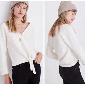 MADEWELL Texture & Thread Long Sleeve Tie-Front Top Deep V-Neck Size Medium